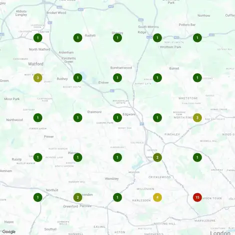 Google Maps visibility grid after 45 days, 26 May 2026